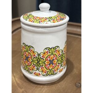 Vintage Per Alimenti 5" Decorative Ceramic Jar Canister w/Lid Made in Italy